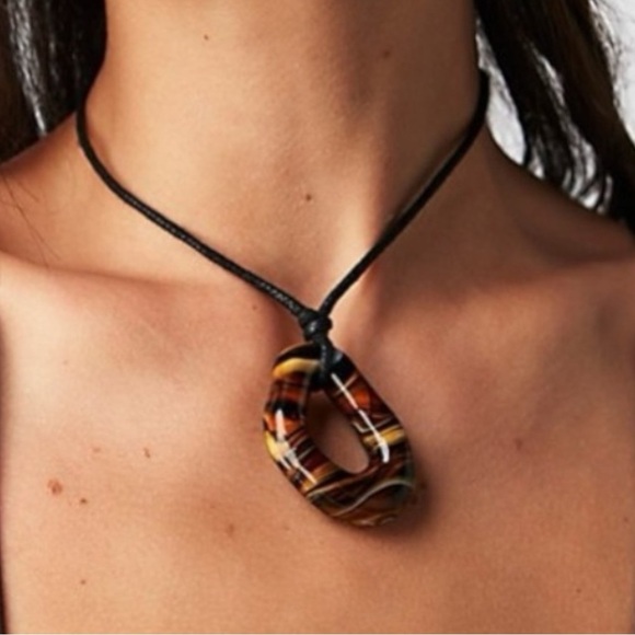 Free People Summertime Cord Choker Tiger’s Eye  NWT Bohemian Adjustable Necklace - Picture 5 of 12